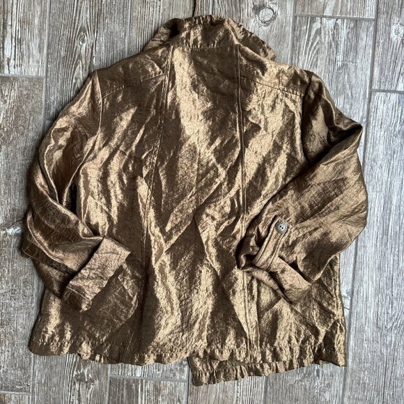 Ruby Rd Jacket Womens 8 Bronze Iridescent Lightweight Jacket‎ Pockets Metallic - Picture 8 of 9